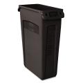 Rubbermaid Black Slim Jim 23-gallon Venting Channel Receptacle