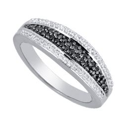 10k Gold 1/3ct TDW Black/ White Diamond Fashion Band Ring (I-J, I1-I2)