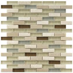 Somertile Reflections Subway York Stone and Glass Mosaic Tiles (Pack of 10)
