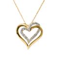 10k Yellow Gold 1/4ct TDW Diamond Double Heart Necklace