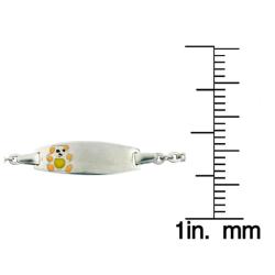 Sterling Silver Children's Enameled Bear Adjustable ID Bracelet