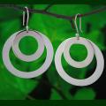 Sterling Silver Double Open Circles Dangle Earrings (Mexico)