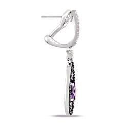 14k White Gold Amethyst and Black/ White Diamond Earrings (G-H, SI1-SI2)