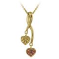 18k and Rose Gold over Silver Champagne Diamond Double Heart Necklace
