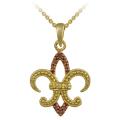 18k and Rose Gold over Silver Champagne Diamond Fleur de Lis Necklace