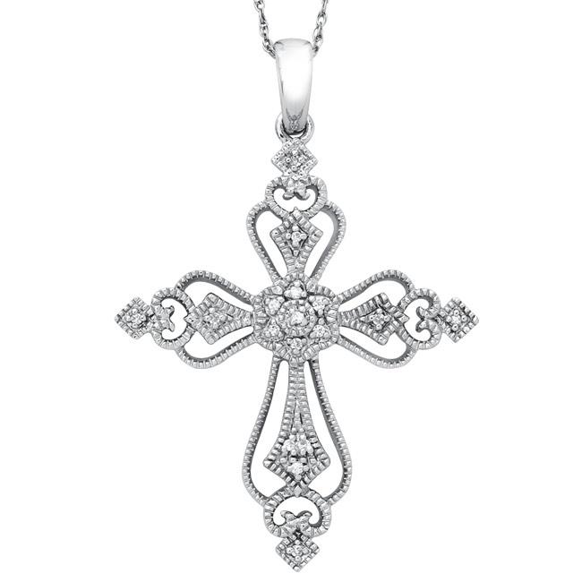 Sterling Silver Diamond Accent Cross Necklace 