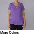 Adi Designs Women's Embellished Neck Tee