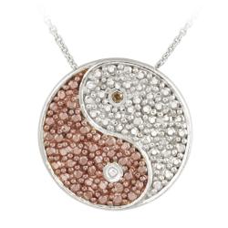 Rose Gold over Silver Champagne Diamond Accent Yin-yang Necklace