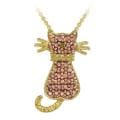 18k and Rose Gold over Silver Champagne Diamond Accent Cat Necklace