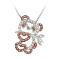 Rose Gold over Silver Champagne Diamond Accent Panda Bear Necklace