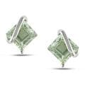 Sterling Silver Green Amethyst Stud Earrings