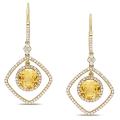 14k Yellow Gold Citrine and 3/4ct TDW Diamond Earrings (G-H, SI1)