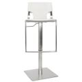 Deco White Leather Seat Stainless Steel Adjustable Bar Stool