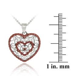 Rose Gold over Silver Champagne Diamond Accent Heart Necklace