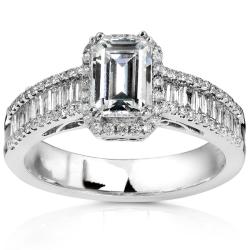 18k White Gold 1 5/8ct TDW Certifed Diamond Engagement Ring (F, SI1)