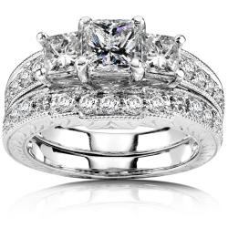 18k White Gold 2 1/5ct TDW Diamond Bridal Ring Set (H-I, I1-I2)