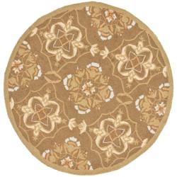 Hand-hooked Chelsea Harmony Brown Wool Rug (3' Round)