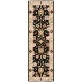 Micro Hand-hooked Chelsea Mahal Black/ Beige Wool Runner (2'6 x 6')