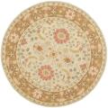 Mirco Hand-hooked Chelsea Kashan Light Green Wool Rug (4' Round)