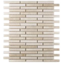 Somertile 10.75x12.75-in Samoan Brick 1/2x3-1/2-in Glacier Porcelain Mosaic Tile (Pack of 10)