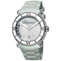 Chopard Women's 'Happy Sport Round' White Rubber Strap Diamond Watch