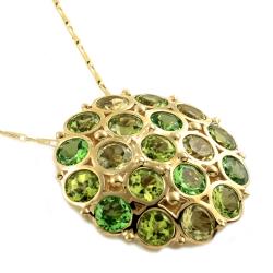 14k Yellow Gold Tsavorite/ Peridot/ Lime Quartz Necklace