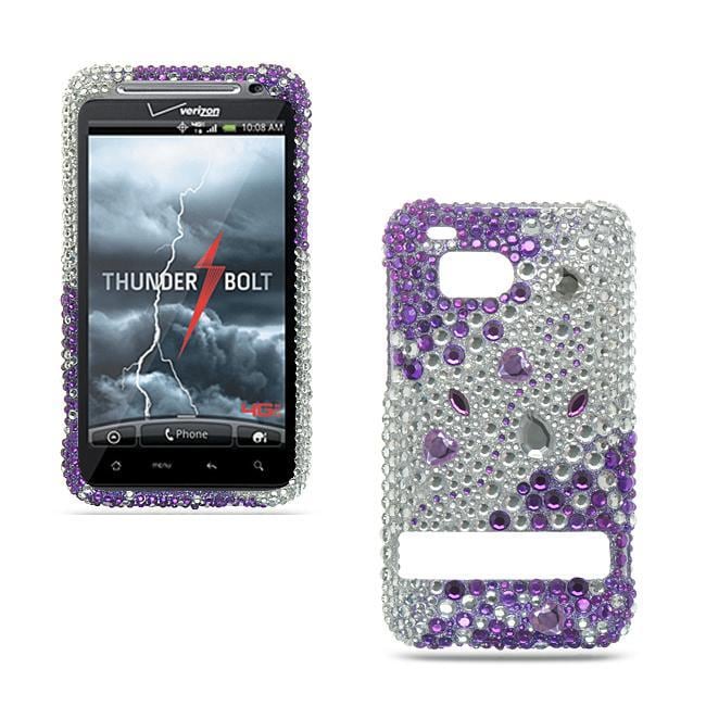 Premium HTC Thunderbolt Purple/ Silver Rhinestone Case