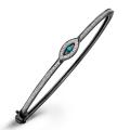 Sterling Silver 1/6ct TDW Diamond and Turquoise Evil Eye Bracelet