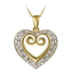 18k Gold over Silver 1/8ct TDW Diamond Heart Necklace (I-J, I2-I3)