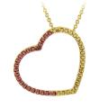 18k Two-tone Gold over Silver Champagne Diamond Heart Necklace