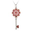 Rose Gold over Silver Champagne Diamond Key Necklace