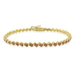 18k Two-tone Gold over Silver Champagne Diamond 'S' Tennis Bracelet