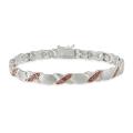 Rose Gold over Silver Champagne Diamond 'X' and 'O' Bracelet