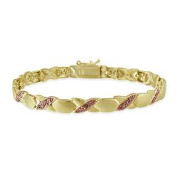 18k Two-tone Gold over Silver Champagne Diamond 'X' and 'O' Bracelet
