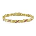 18k Two-tone Gold over Silver Champagne Diamond 'X' and 'O' Bracelet