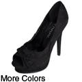 Liliana by Journee Co Women's 'Ruffle-3' Peep Toe Platform Pump