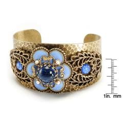 Sweet Romance Blue Enamel Flower Cuff Bracelet