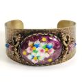Sweet Romance Purple Vintage Glass Cuff Bracelet
