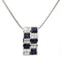 14k White Gold Blue Sapphire and 1ct TDW Diamond Necklace (H-I, I1)