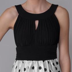 Sangria Women's Polka Dotted Charmuse Empire Waist Dress