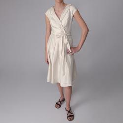 Sangria Women's Pleated Accent Cap sleeve Dress