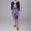 Sangria Women's Waterbrush Floral Print Dress Cropped Shrug Set