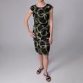 Sangria Women's Belted Swirl Print Cap Sleeve Dress