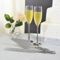 Bride and Groom Love Champagne Flutes and Cake Server Set