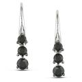 10k White Gold 1ct TDW Black Diamond 3-stone Leverback Earrings