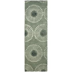 Handmade Soho Zen Grey/ Ivory New Zealand Wool Runner (2'6 x 12')