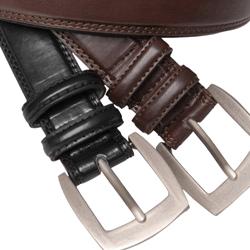 Boston Traveler Men's Topstiched Leather Belt