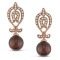 14k Gold Brown Pearl and 1/2ct TDW Diamond Earrings (G-H, SI2) (9-10 mm)