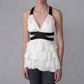 XOXO Women's Ruffled Accent Criss-cross Back Top