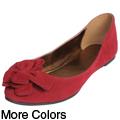 Journee Collection Women's 'Jump-10' Bow Accent Faux Suede Flats